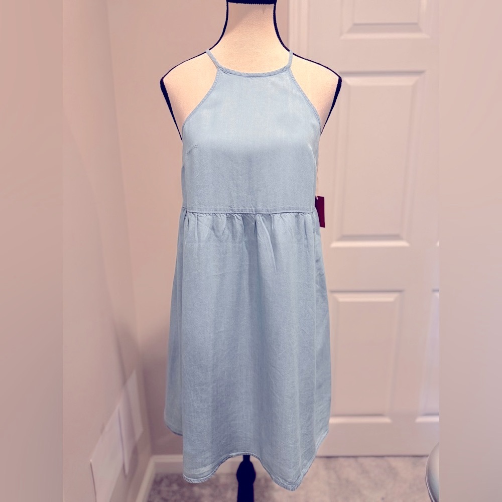 NWT- Elegant Sky Blue Halter Dress-Size- XS